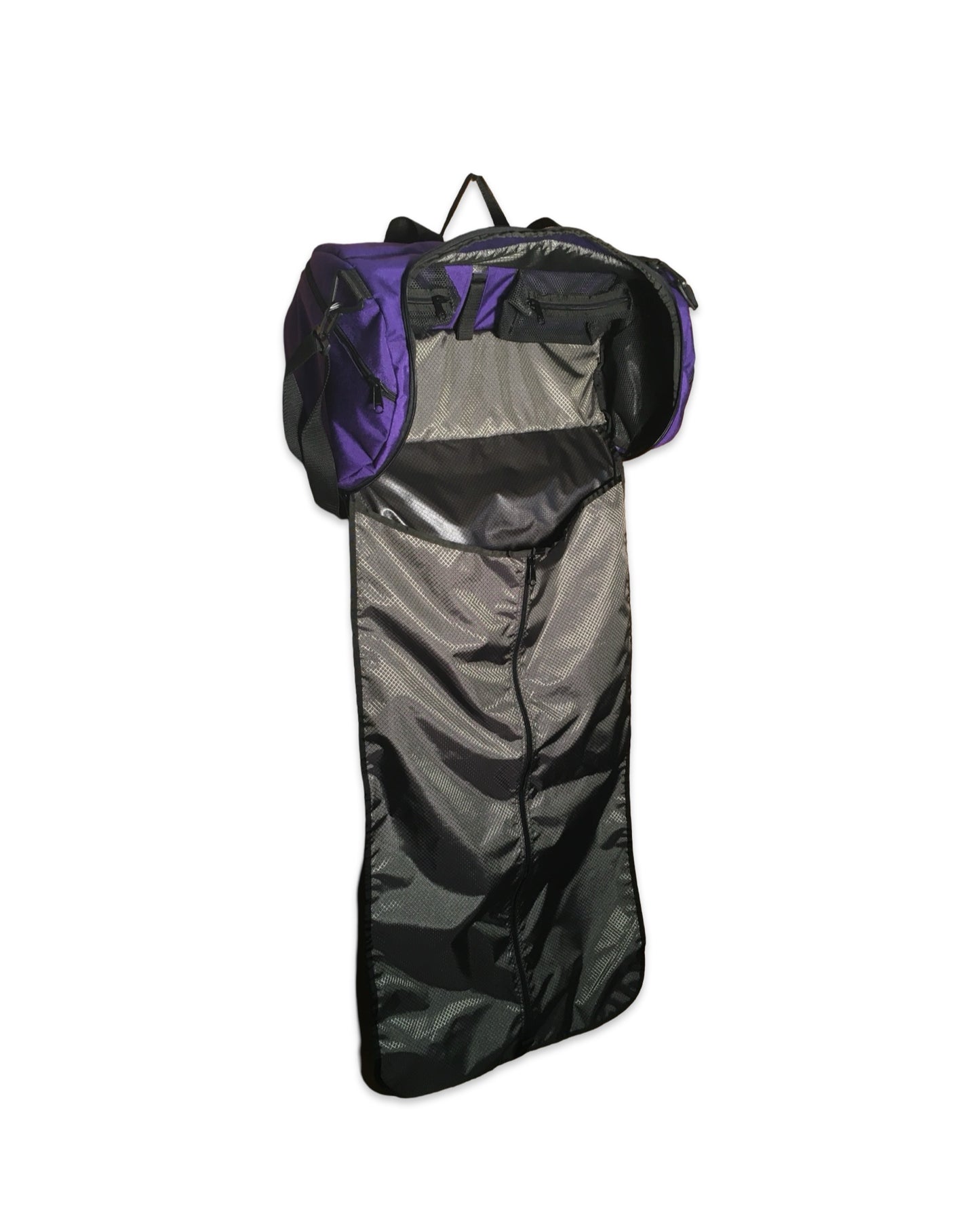 Made in USA garment bag that rolls up into a duffel