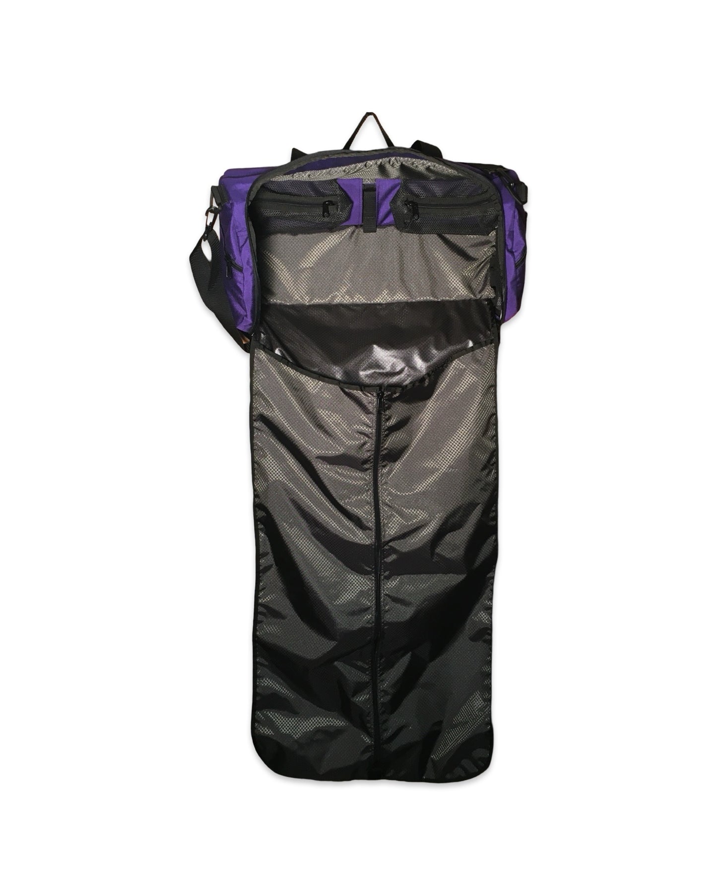 Made in USA garment bag that rolls up into a duffel