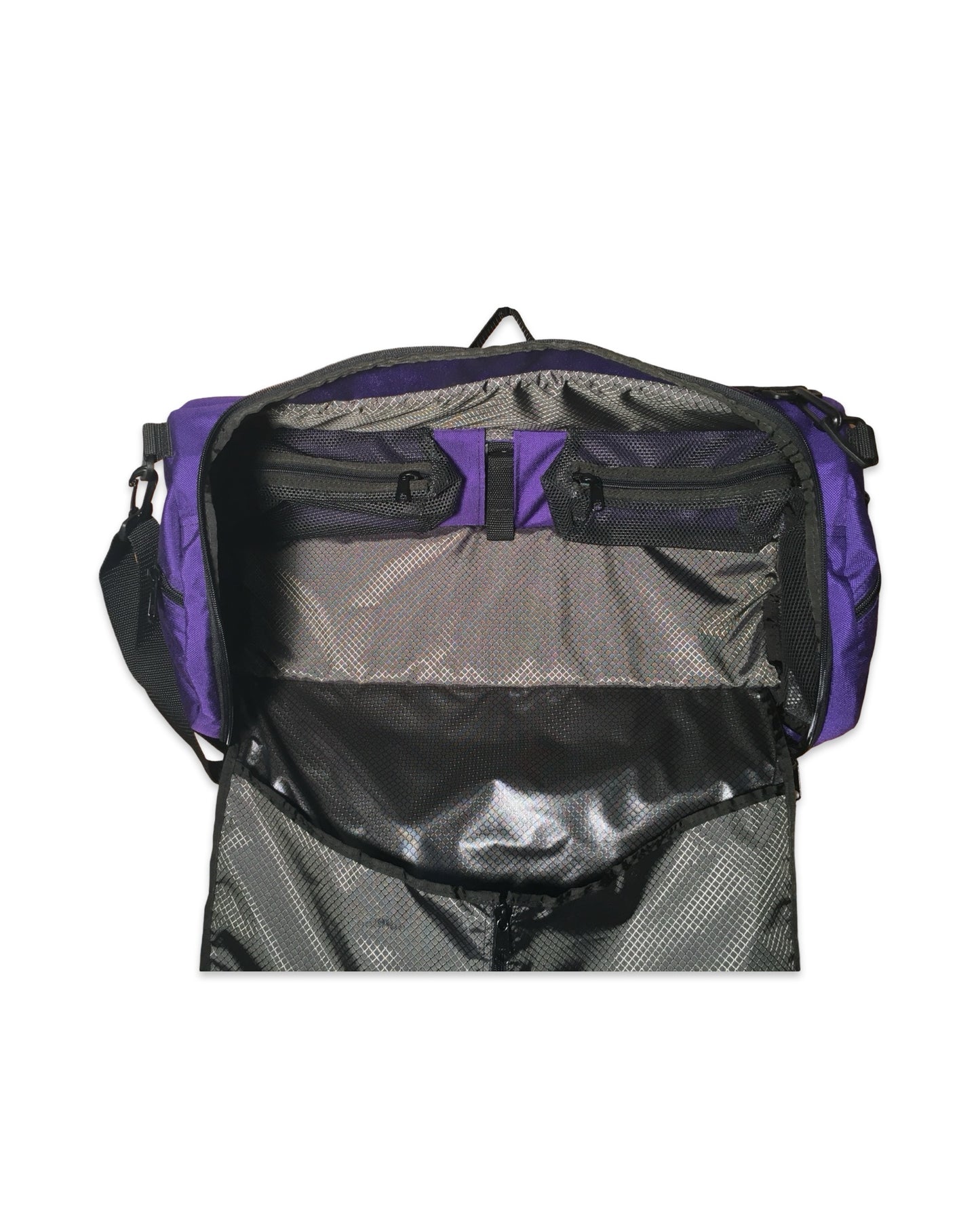 Made in USA garment bag that rolls up into a duffel