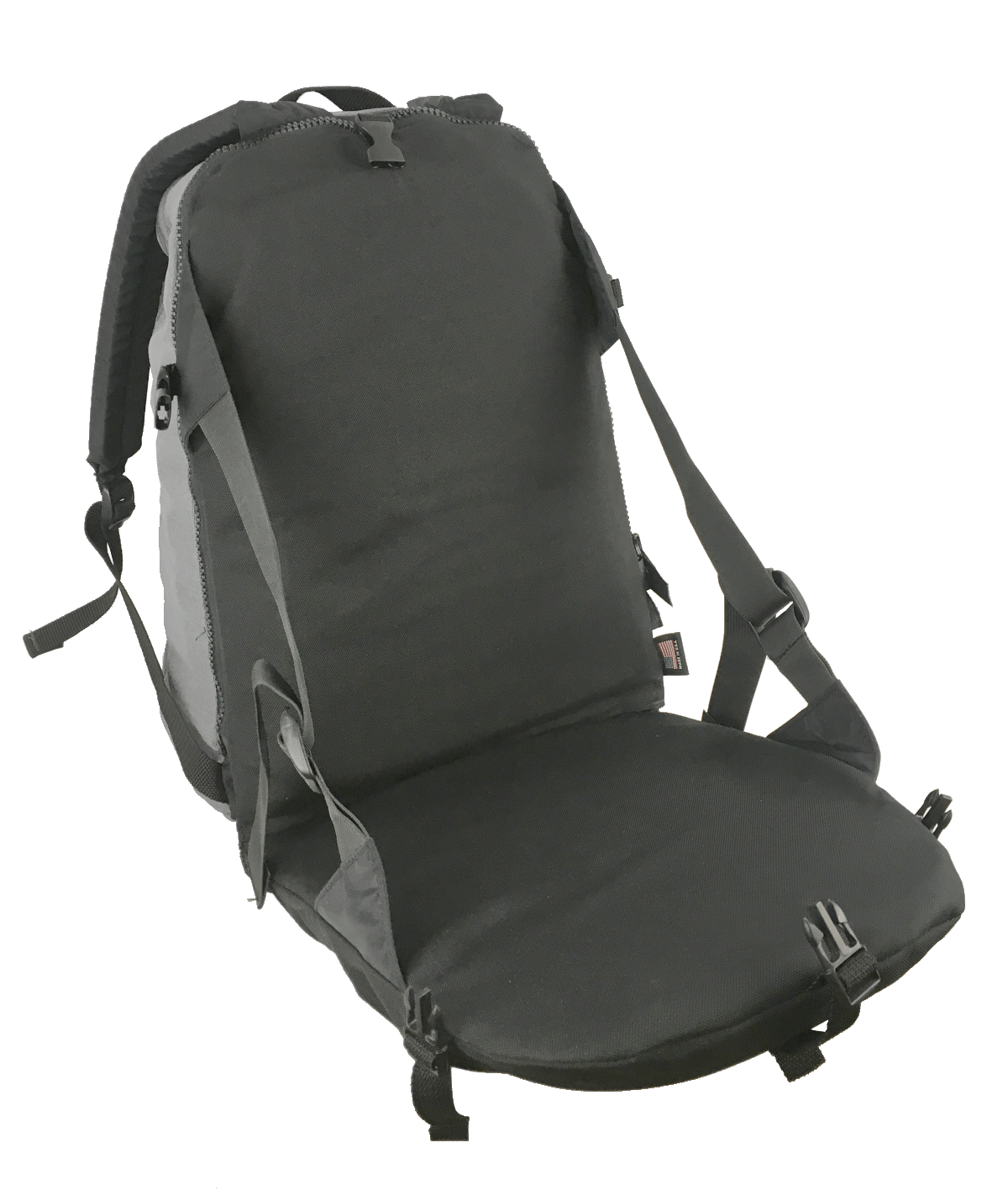 FOLD-OUT CAYUGA: Backpack with built-in stadium seat Backpacks, by Tough Traveler. Made in USA since 1970