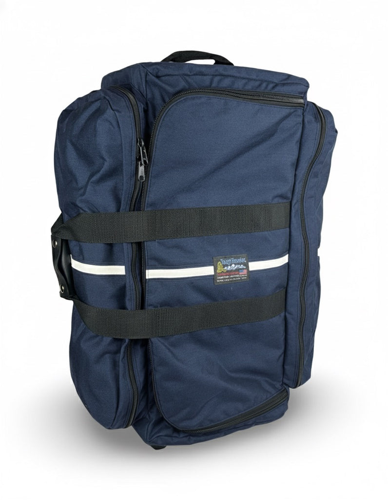 Tough Traveler Samoyed large rolling suitcase, handcrafted in the USA with heavy-duty wheels and high-capacity storage for long-distance travel.