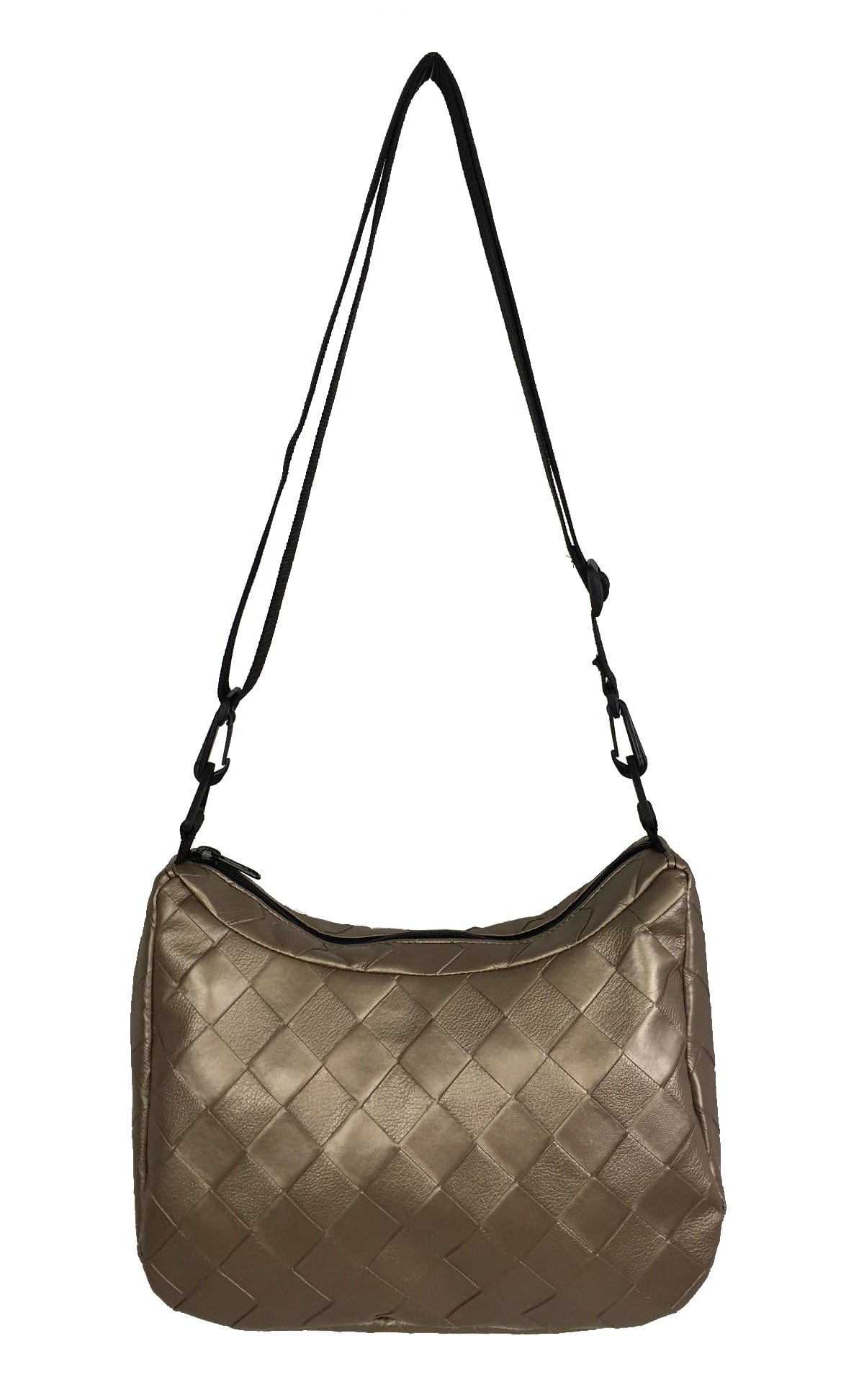 Spokane Diamond Stitched Leather Texture Weekender Bag - Shiny Brown